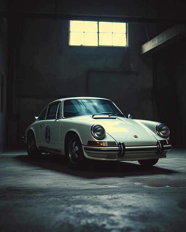 Vintage 911 in a garage