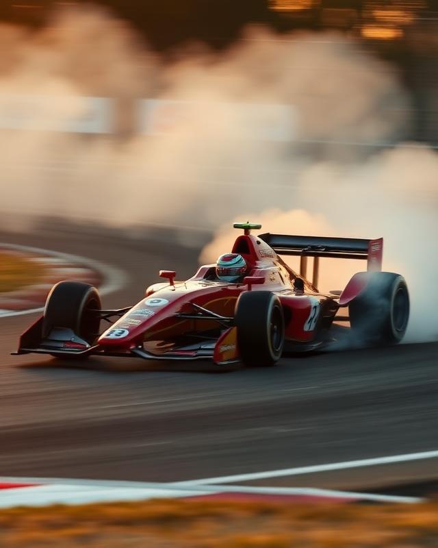 Formula 4 car cornering